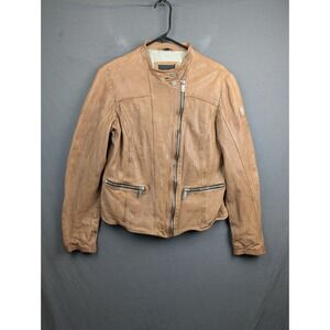 Mauritius Shea SF Tan Lamb Leather Moto Jacket XL Slim Fit Womens Biker Jacket